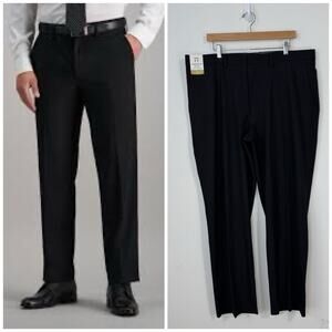 NWT Haggar Men's 4-Way Stretch Dress Pants Size 40x32 Black Classic Fit